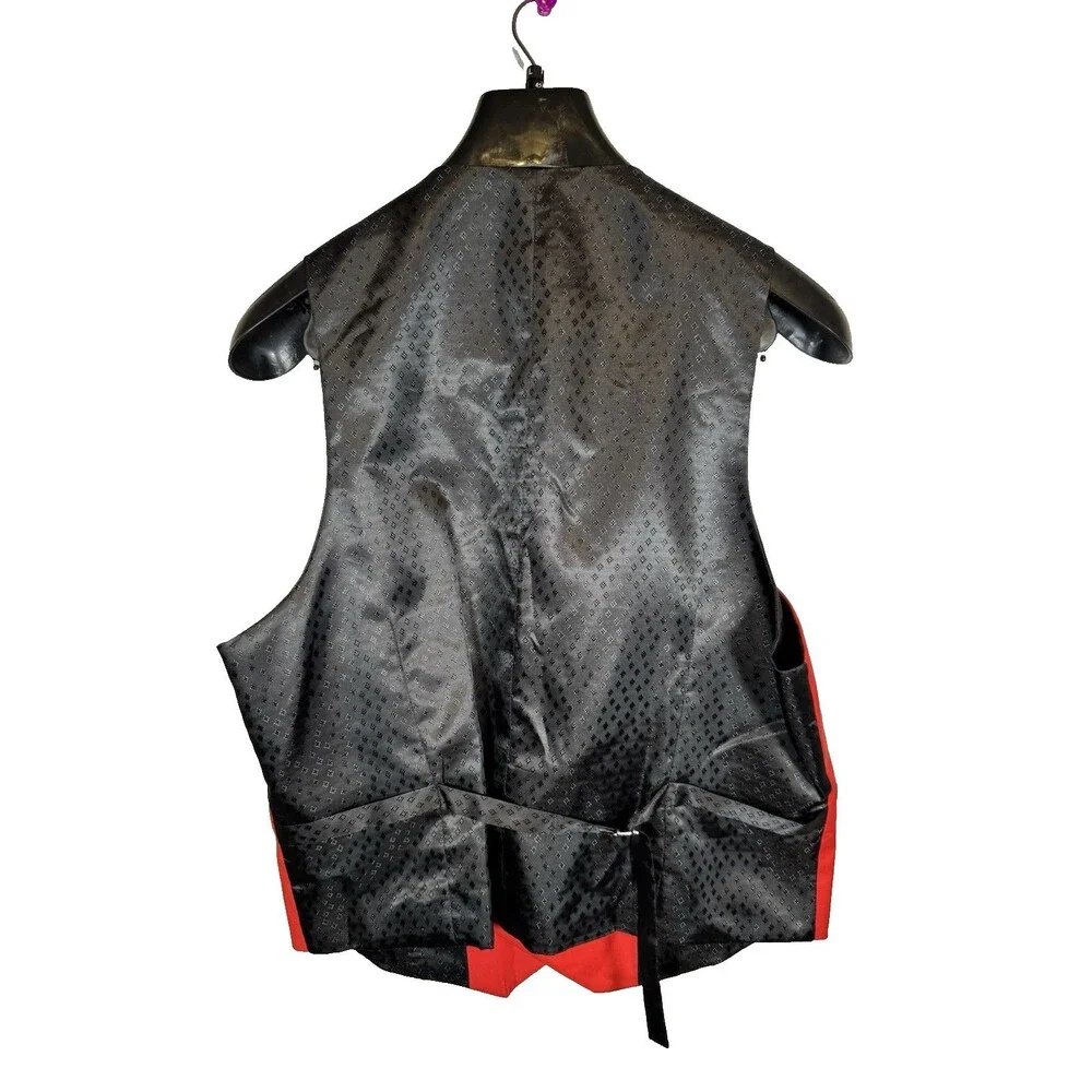 Insomnia Red & Black Peak Lapel Tuxedo Jacket Vest Men's 42 EUC